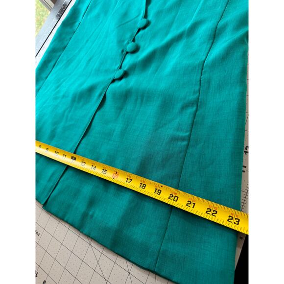 90s Minimalist Power: Vintage Teal Longline Vest by The Dressmaker Fashion - Picture 7 of 9